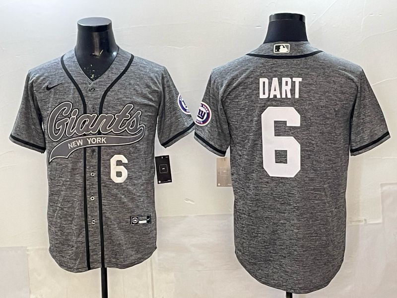 Men 2025 New York Giants #6 Dart Grey Joint Name Nike Limited NFL Jersey 04->new york giants->NFL Jersey